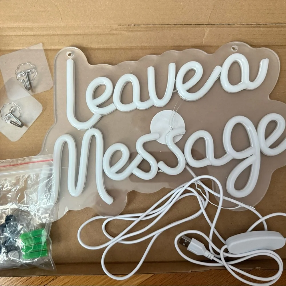 Leave a Message White LED Neon Sign
